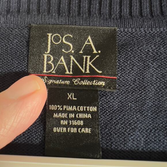Jos. A. Bank V Neck Sweater Men XL 100 Pima Cotton Signature Collection Pullover - Picture 2 of 8